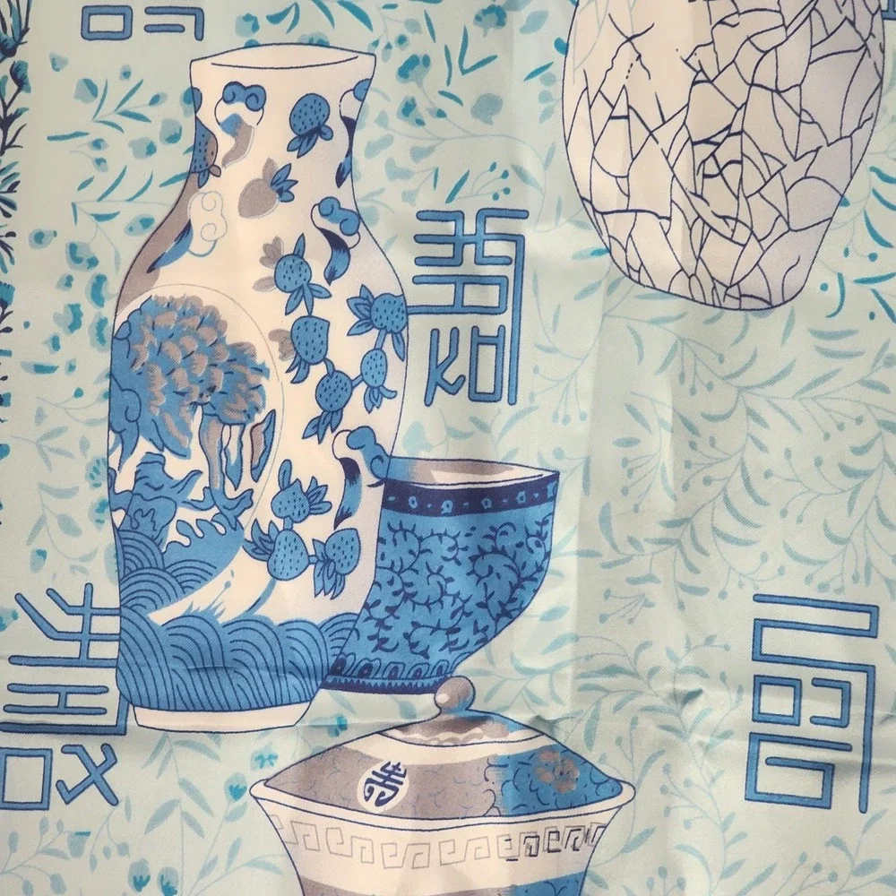 Blue and White Print Scarf